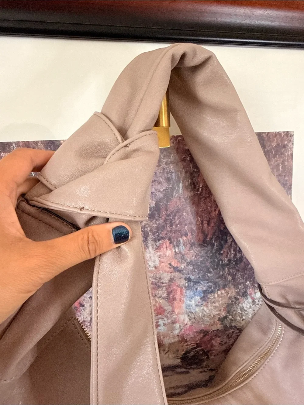 Excellent Pre-loved Condition- HoboTaupe Shoulder Hobo Bag with Decorative Charm